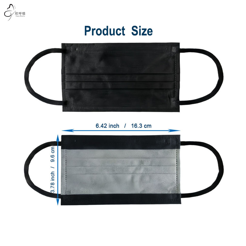 Happy Breathe 3-Layer Disposab - đánh giá và giá Black Face Mask Pack
